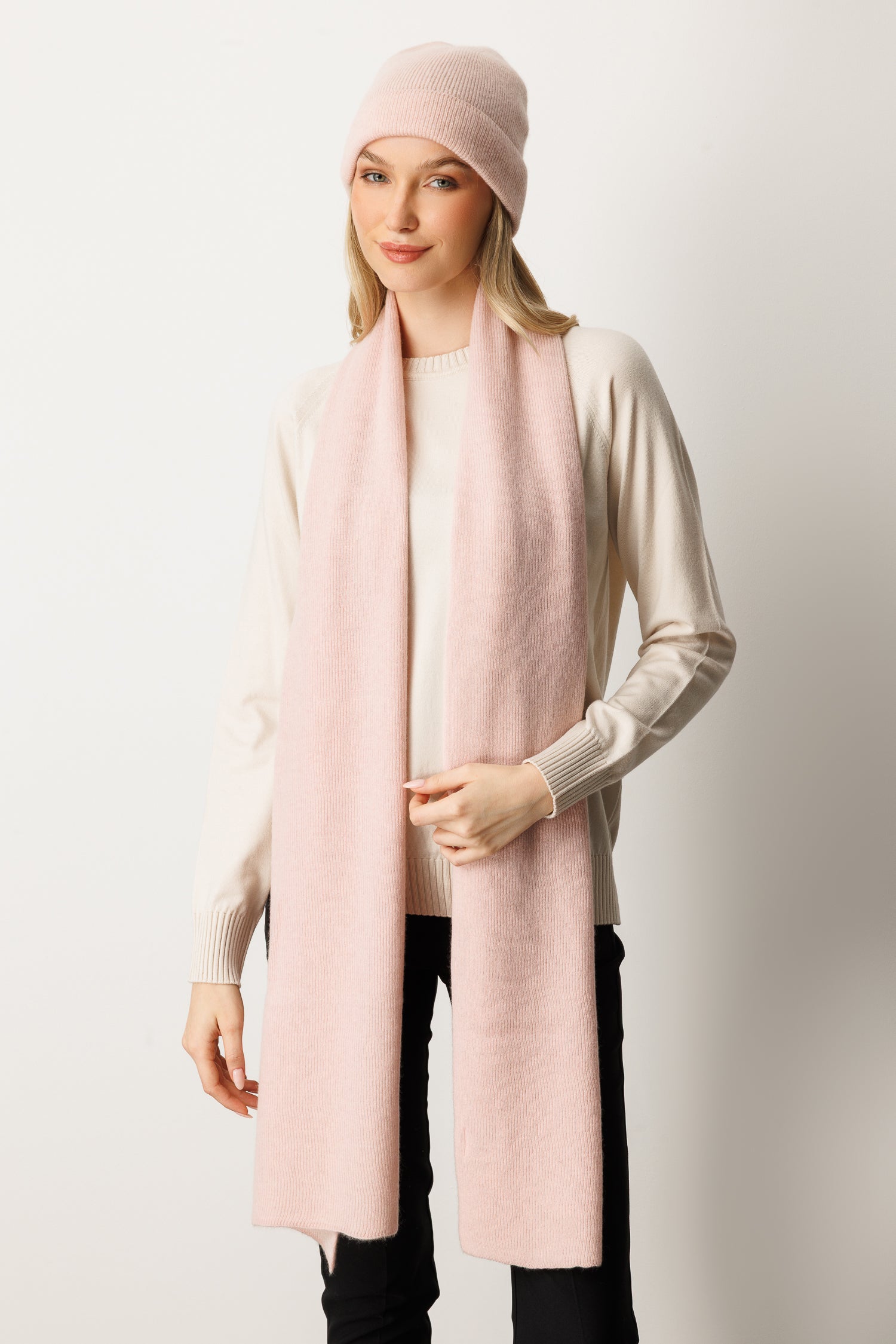 SCARF- HAT CASHMERE SET PINK