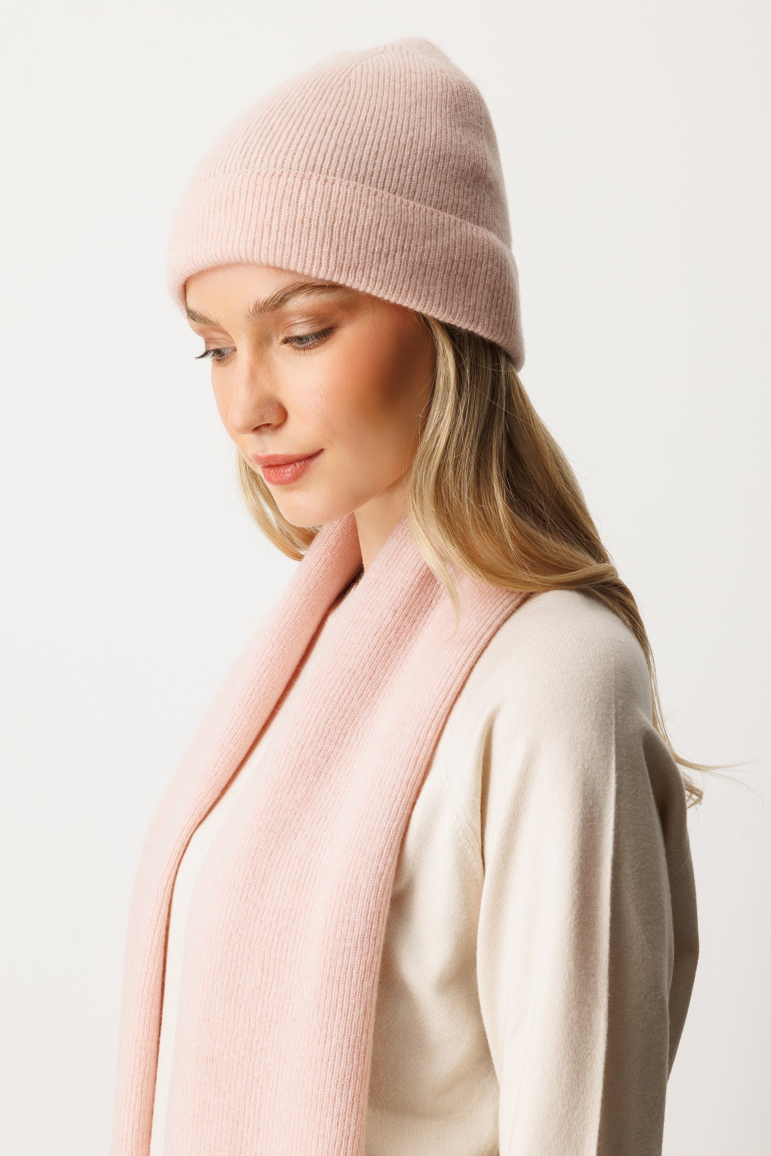 SCARF- HAT CASHMERE SET PINK