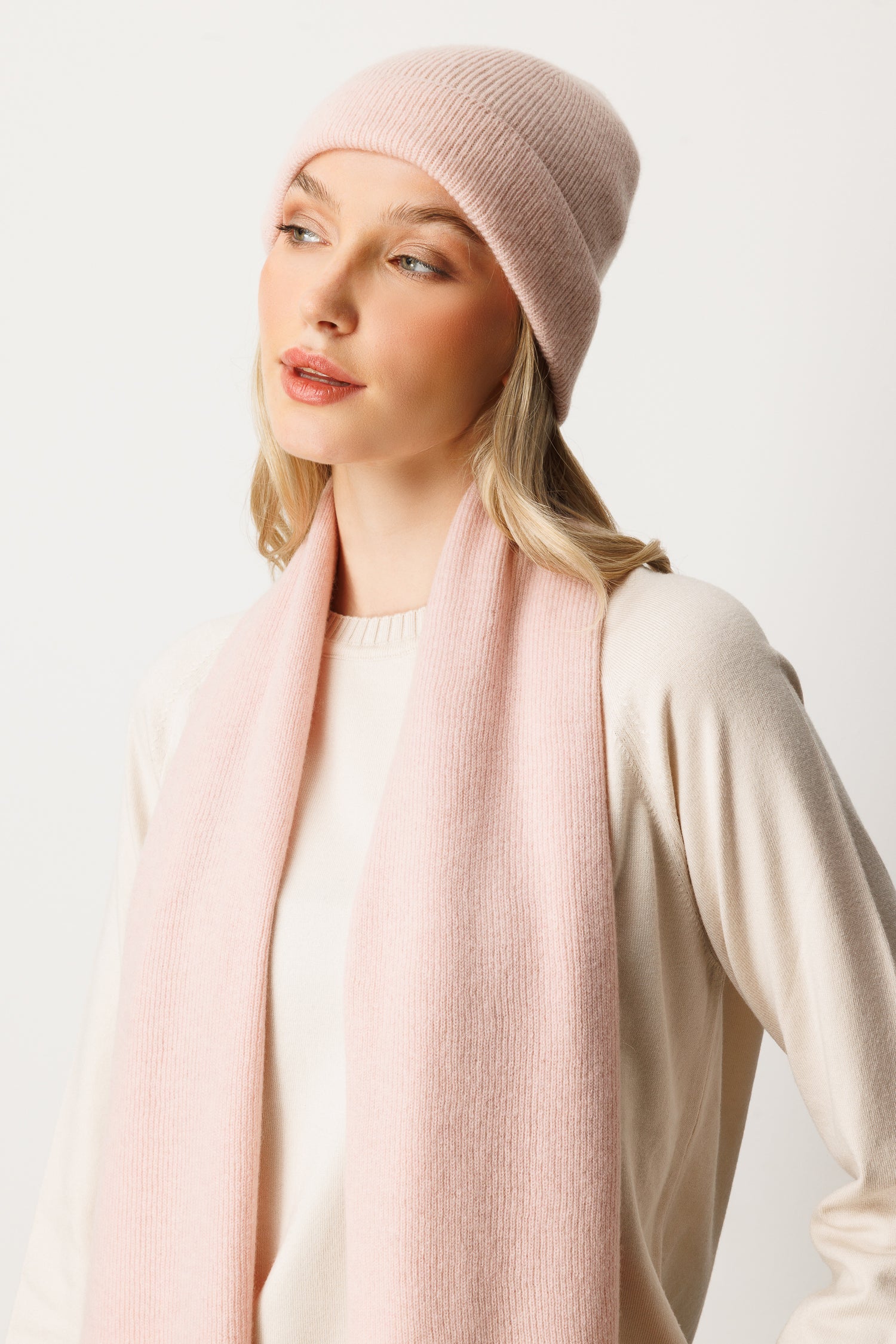 SCARF- HAT CASHMERE SET PINK
