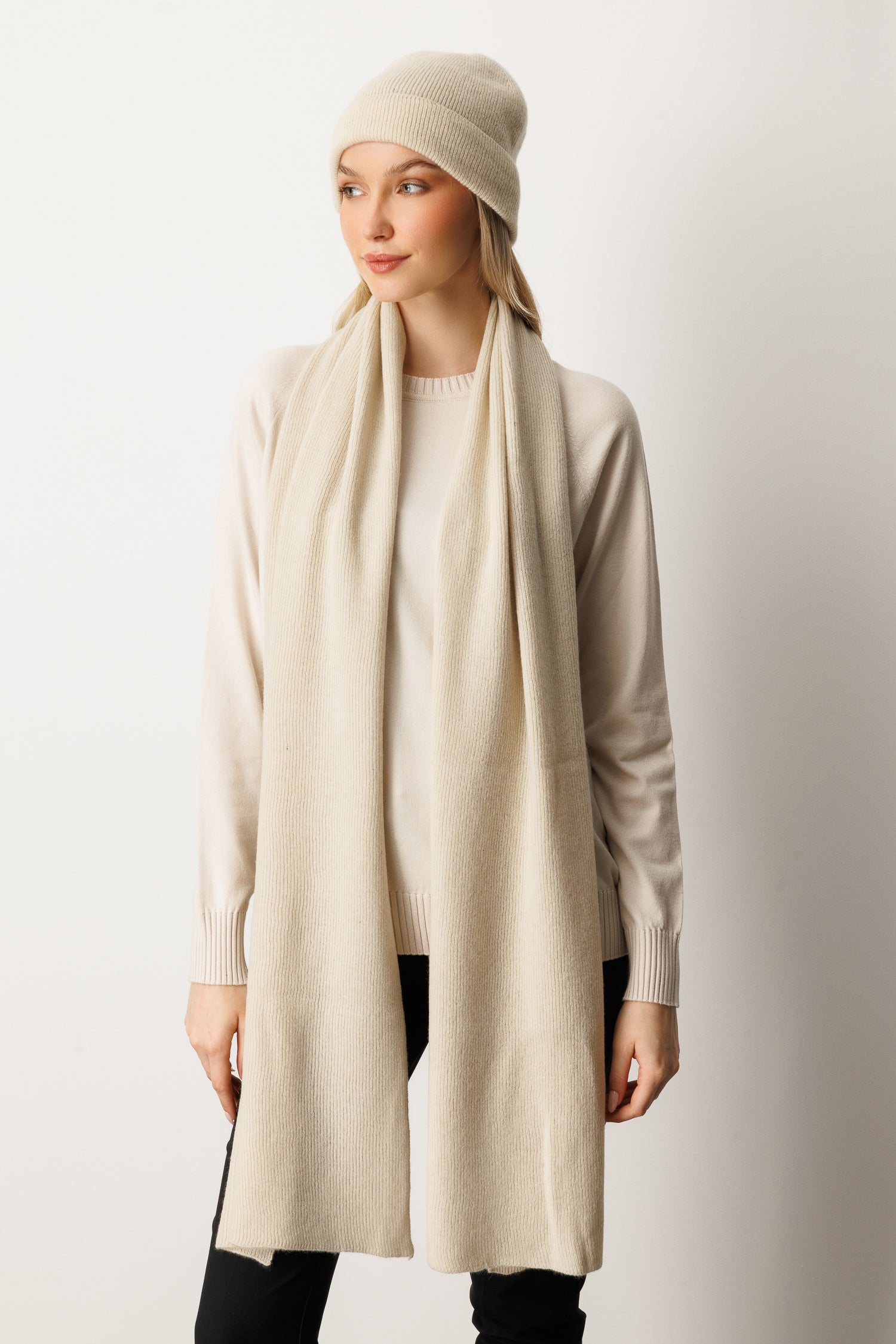 SCARF-HAT CASHMERE SET STONE