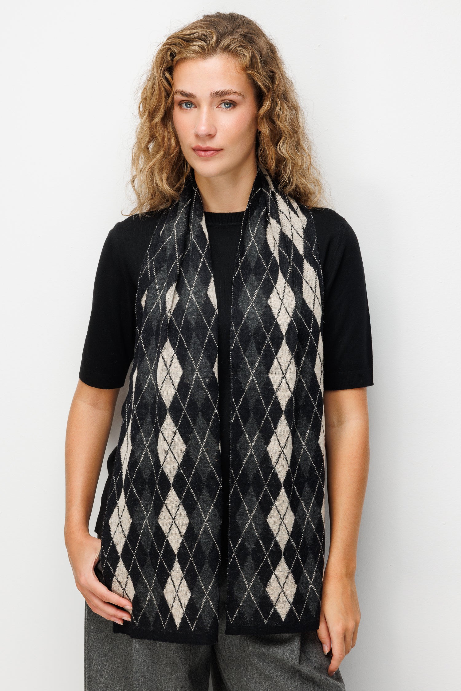 ARGYLE SHAWL ECRU-BEIGE