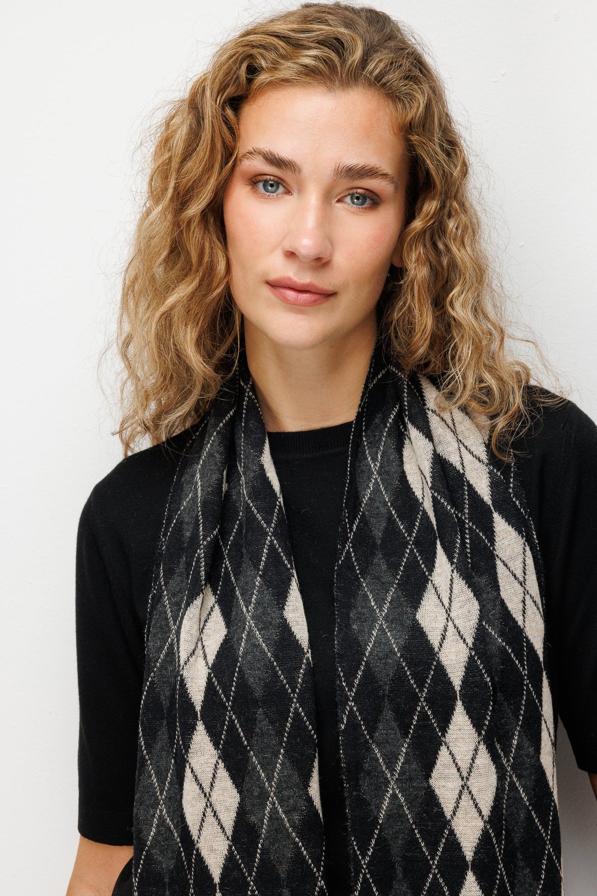 ARGYLE SHAWL ECRU-BEIGE