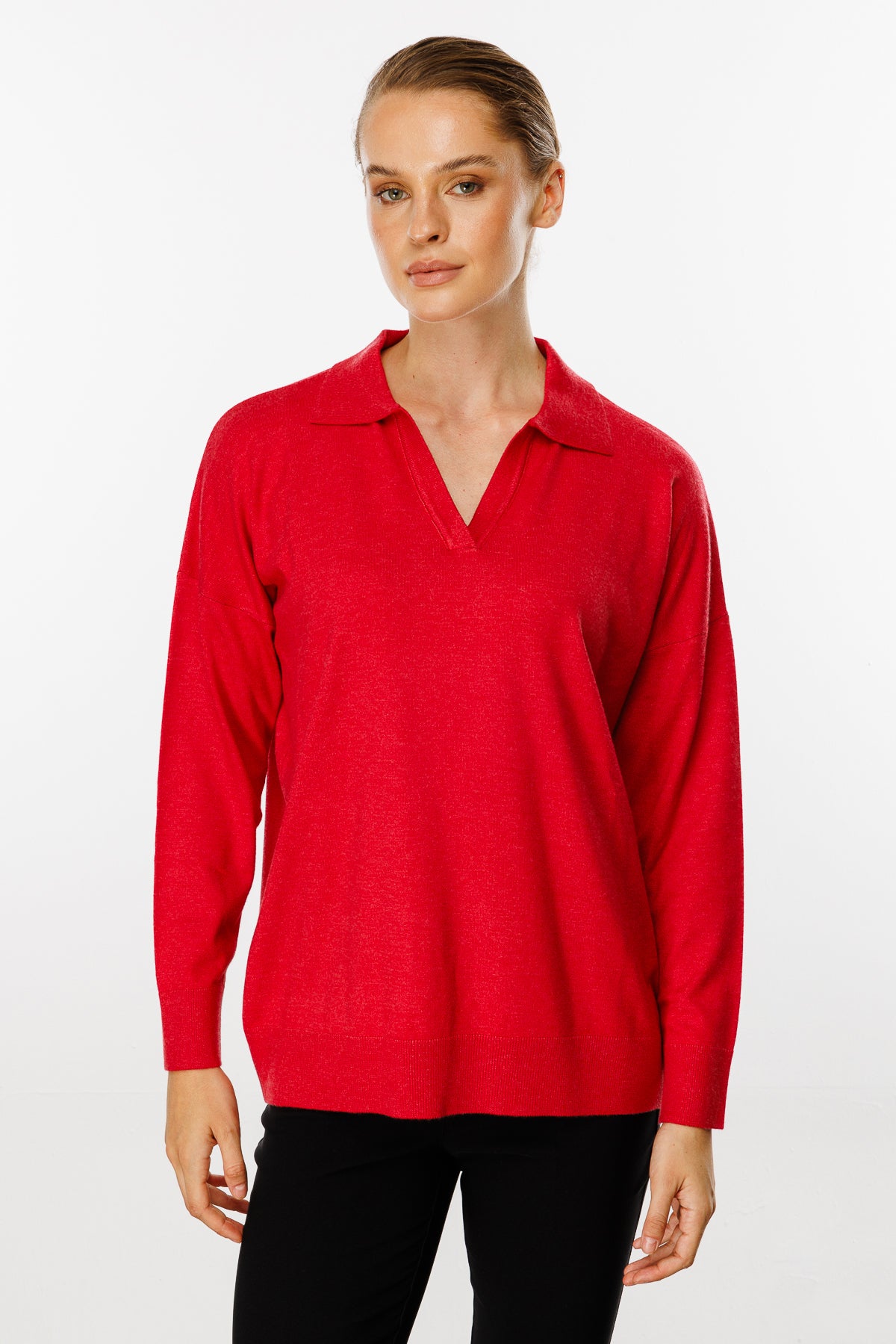 Polokraagblouse - Rood