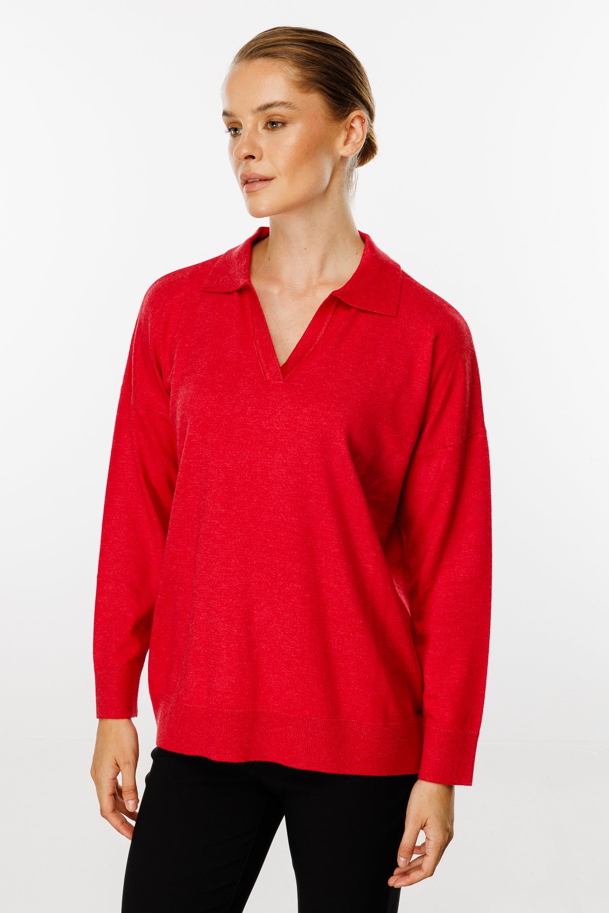 Polokraagblouse - Rood