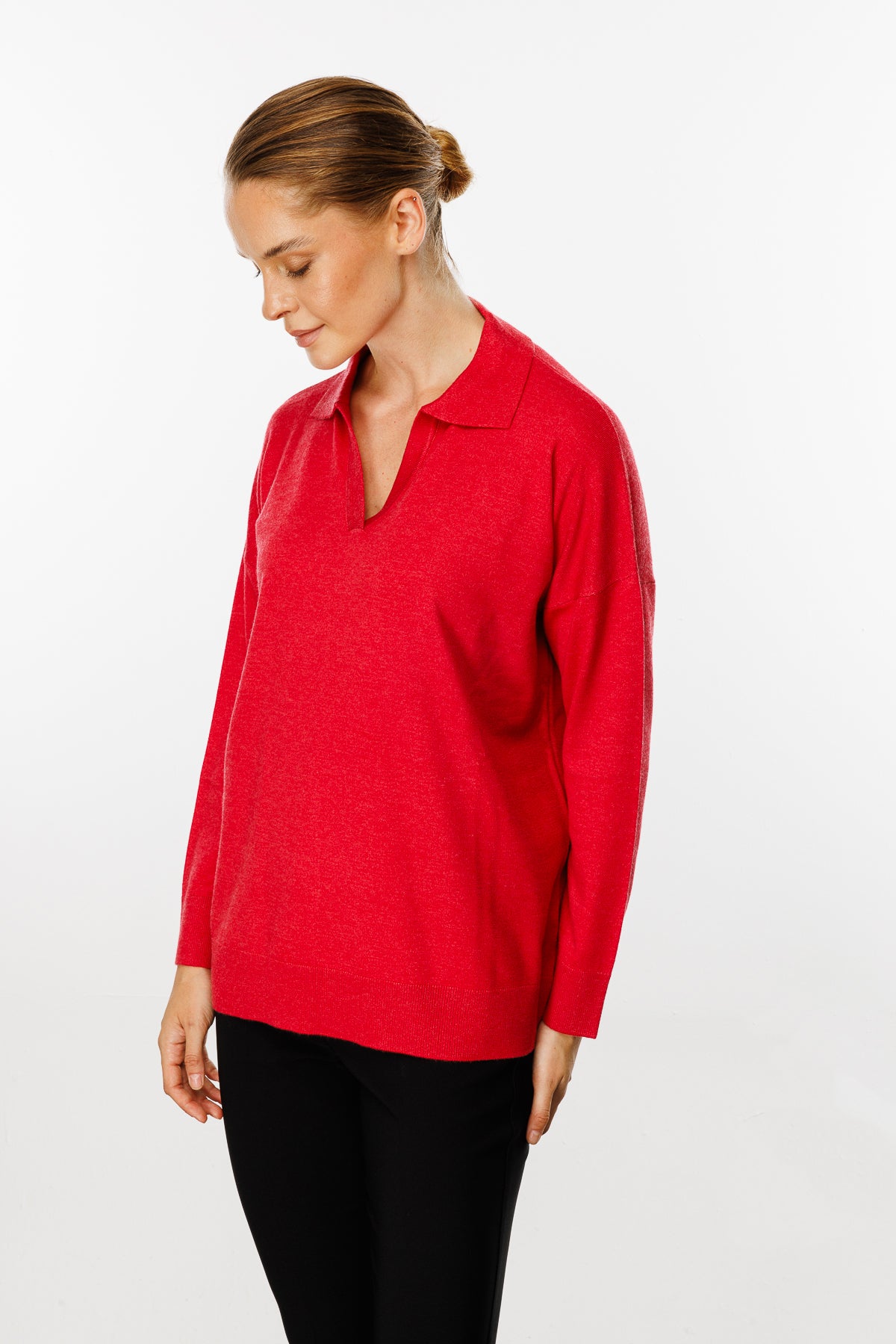 Polokraagblouse - Rood
