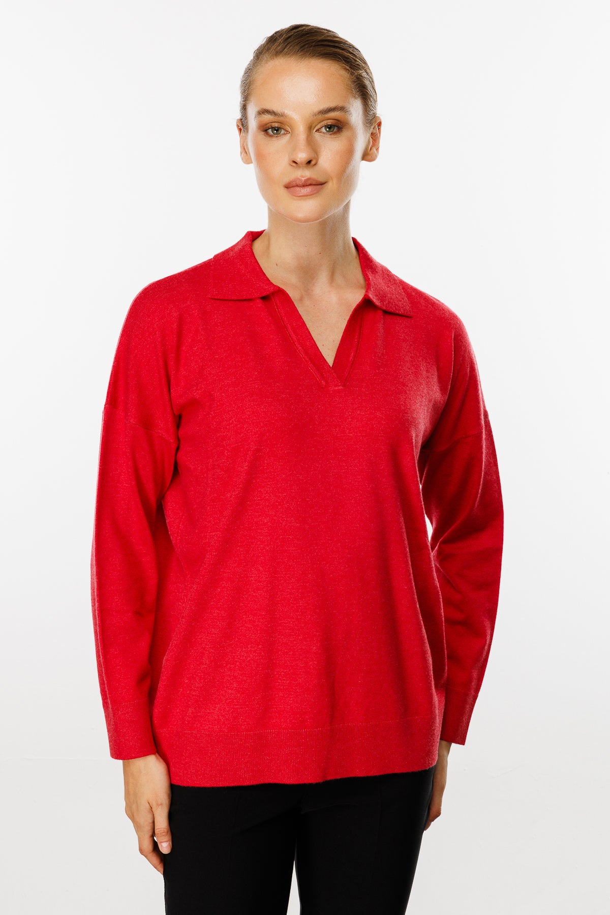 Polokraagblouse - Rood