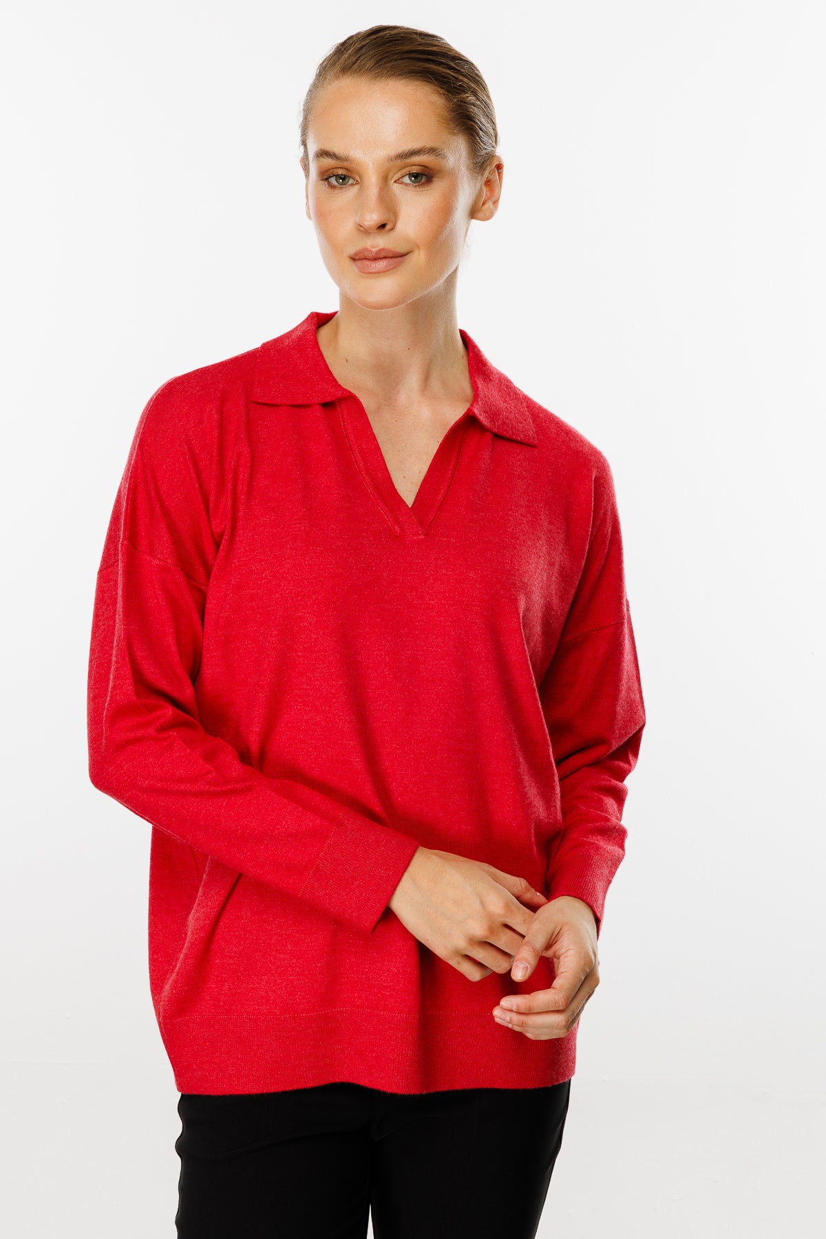 Polokraagblouse - Rood