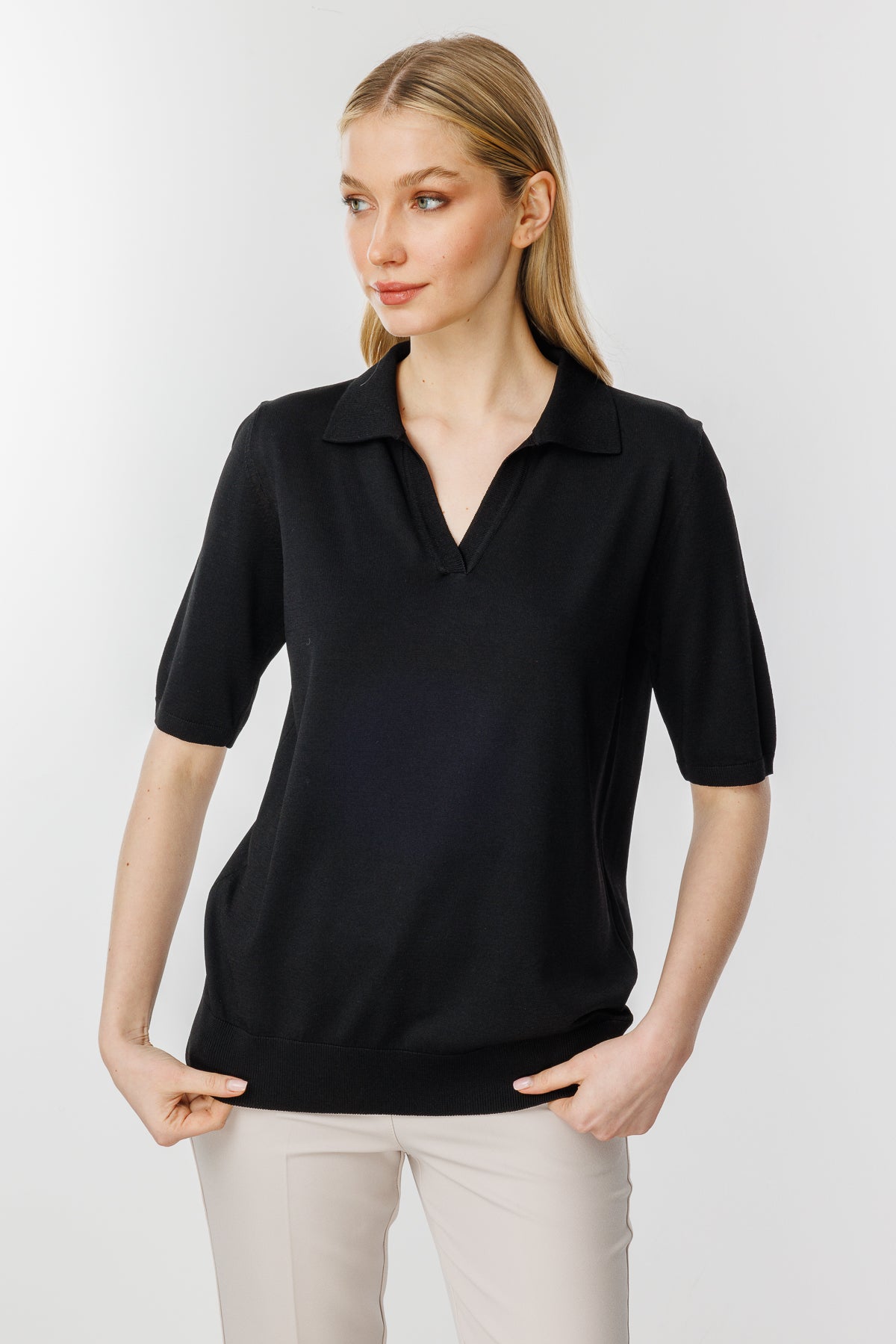 POLO BLOUSE ZWART