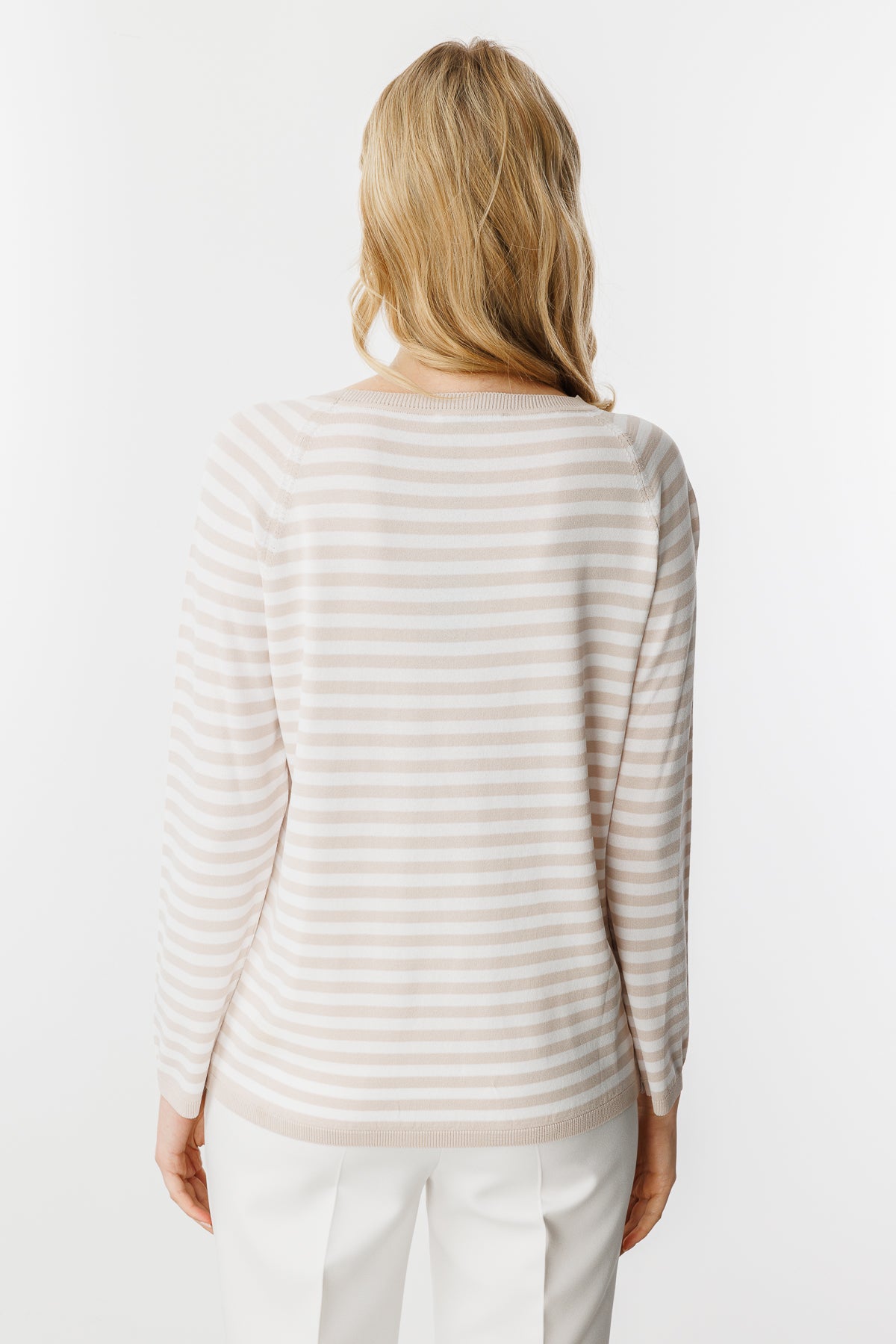 BASIC TROIA BOLD STRIPE BLOUSE BEIGE-ECRU