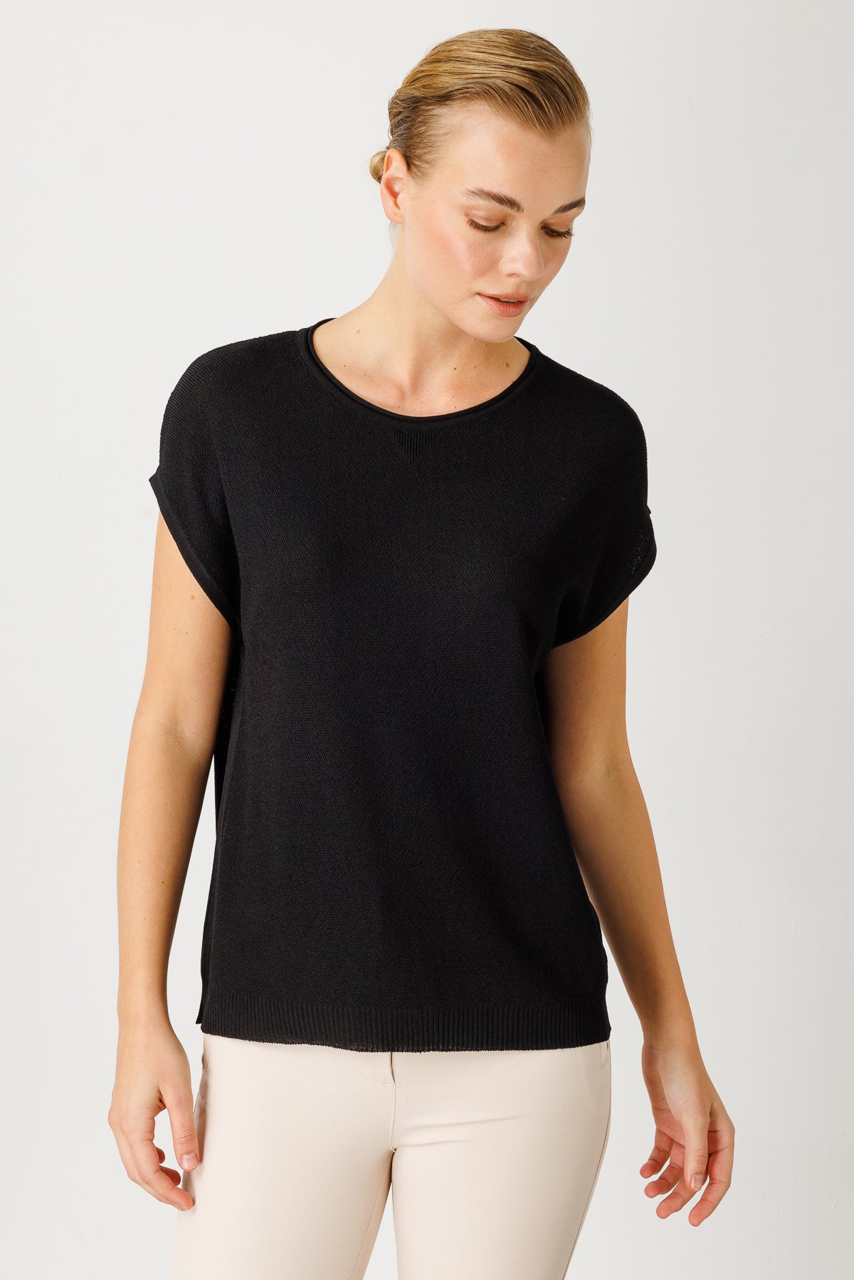 BASIC DIAMANT BLOUSE ZWART