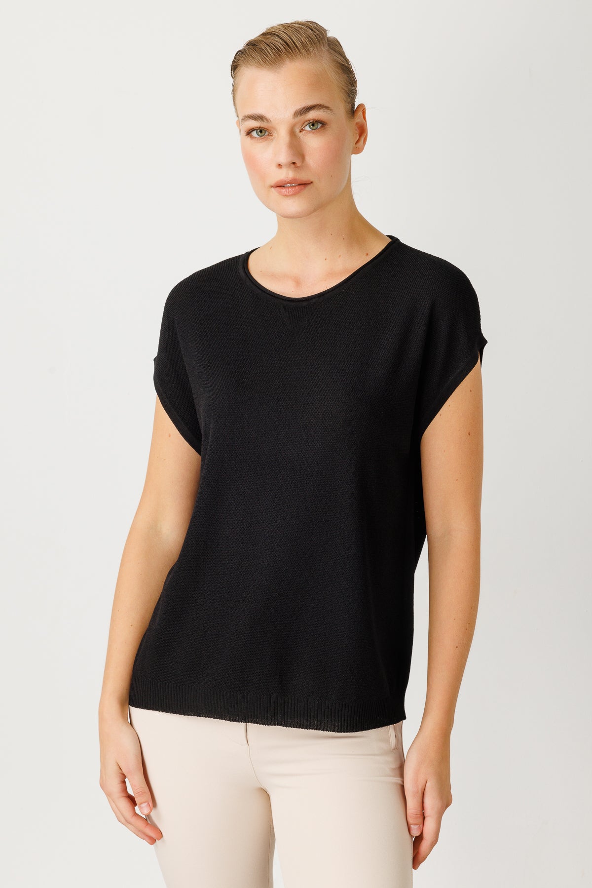 BASIC DIAMANT BLOUSE ZWART
