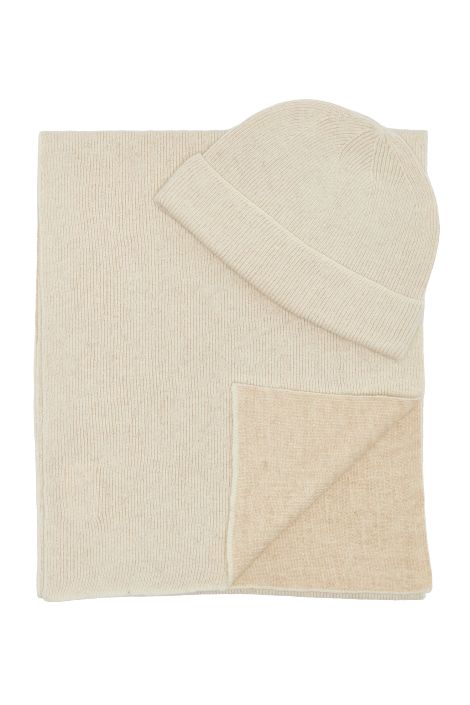 ARTEMIS BEANIE & SCARF WOOL SET ECRU-BEIGE