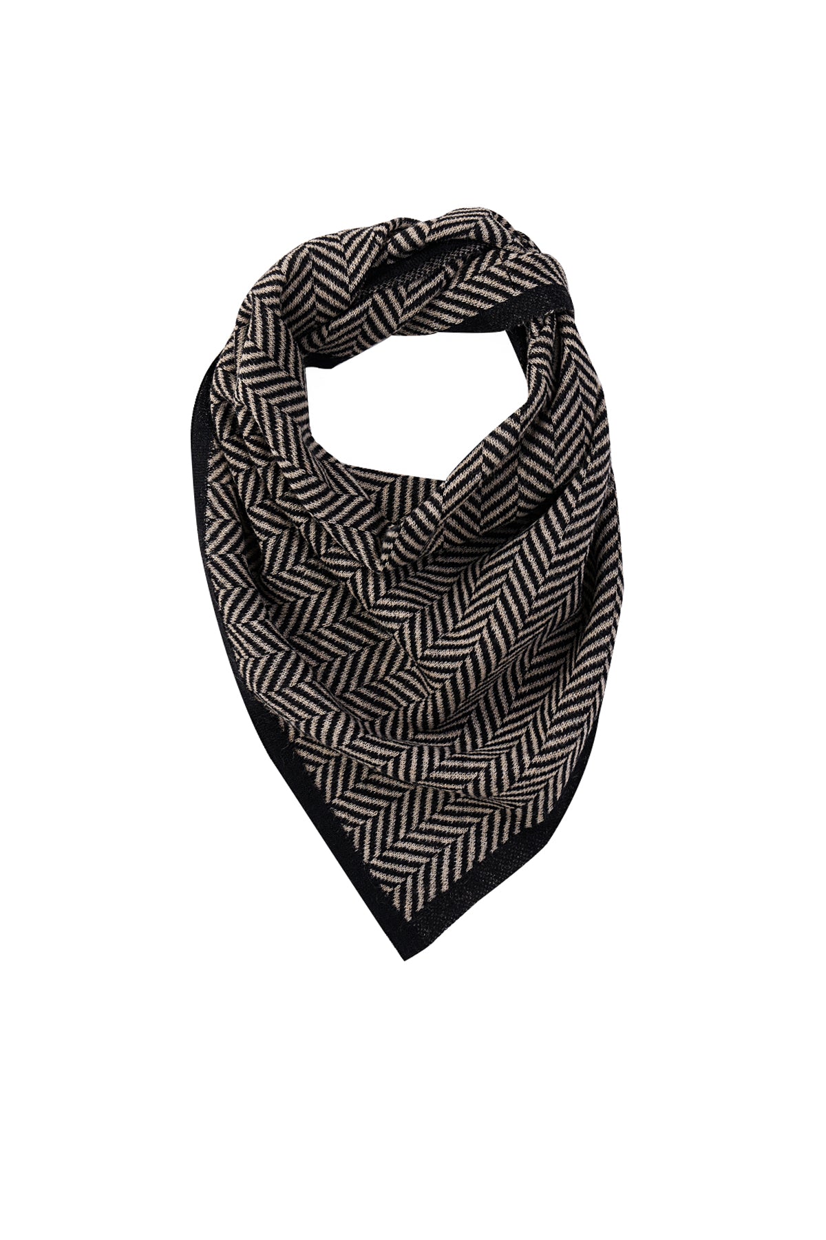 LYCIA VIERKANTE FOULARD ZWART-BEIGE