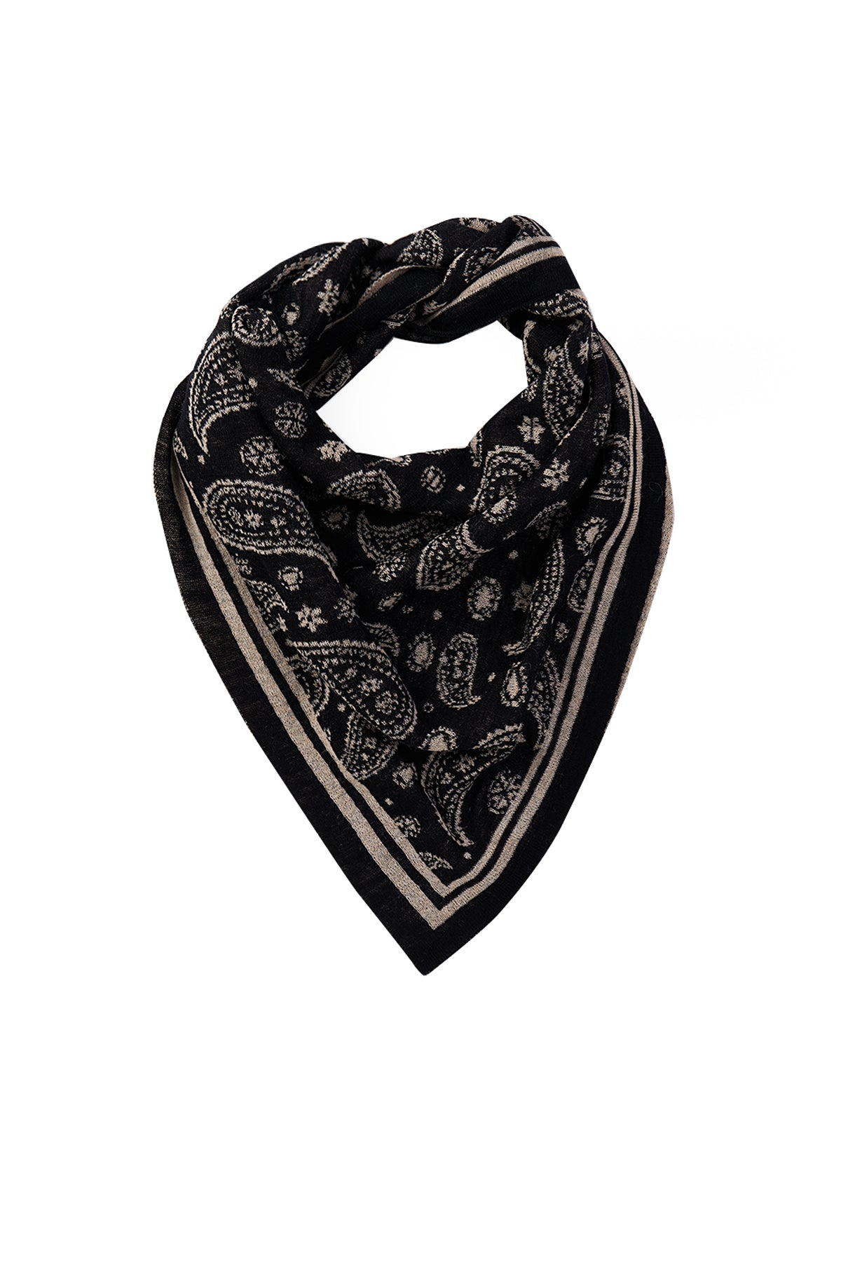 PATARA VIERKANTE FOULARD ZWART-BEIGE