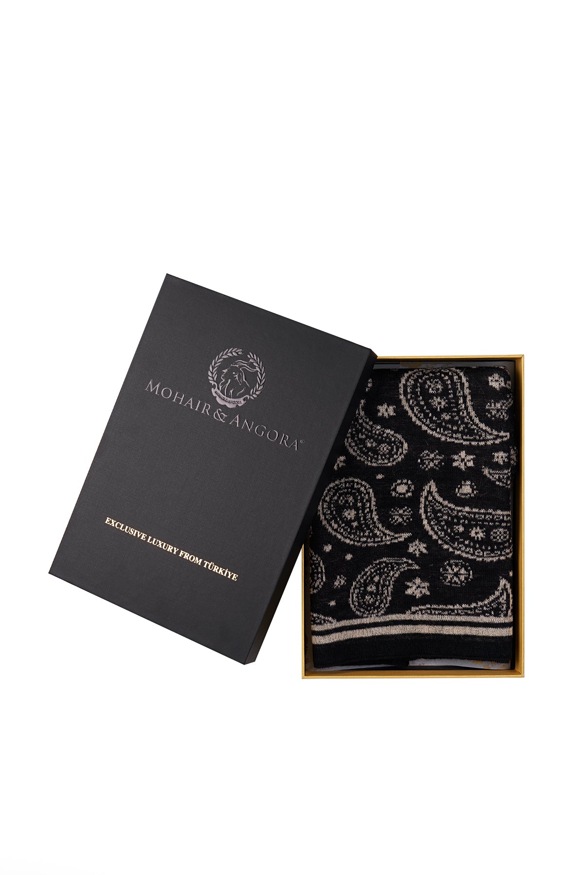 PATARA VIERKANTE FOULARD ZWART-BEIGE