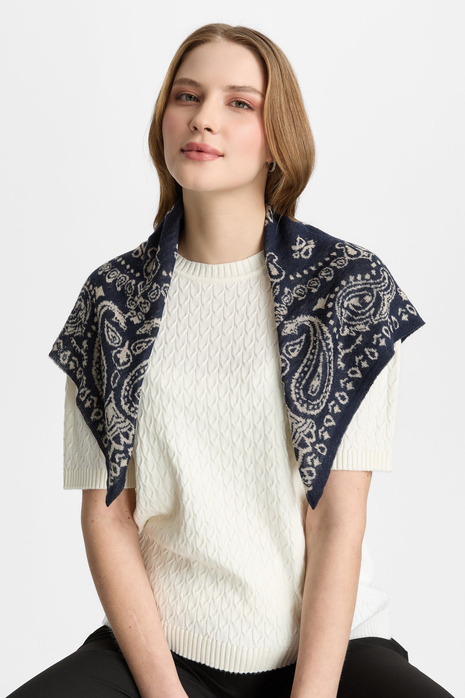 PERA FOULARD NAVY-BEIGE