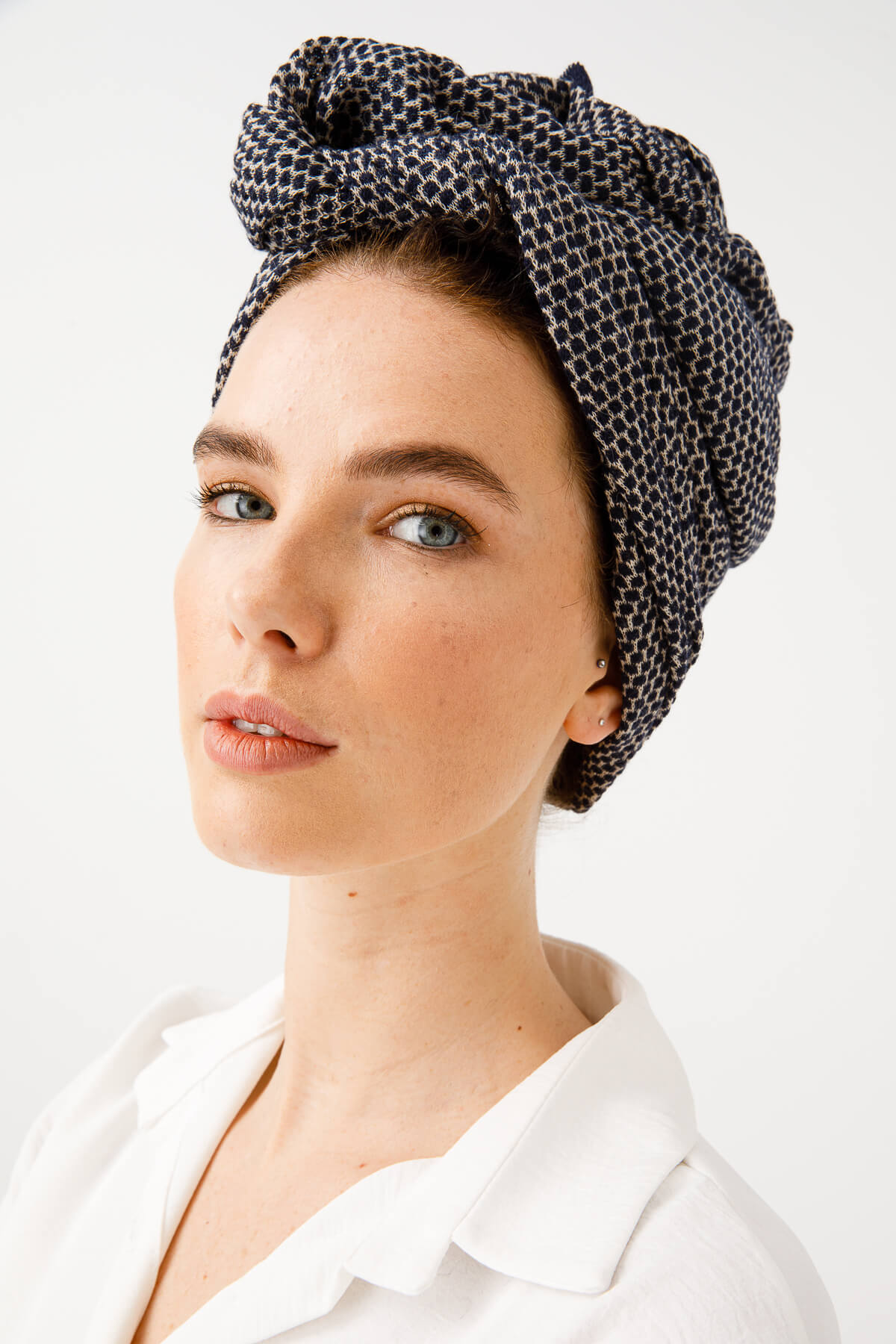 MIDAS SJAAL MARINEBLAUW-BEIGE