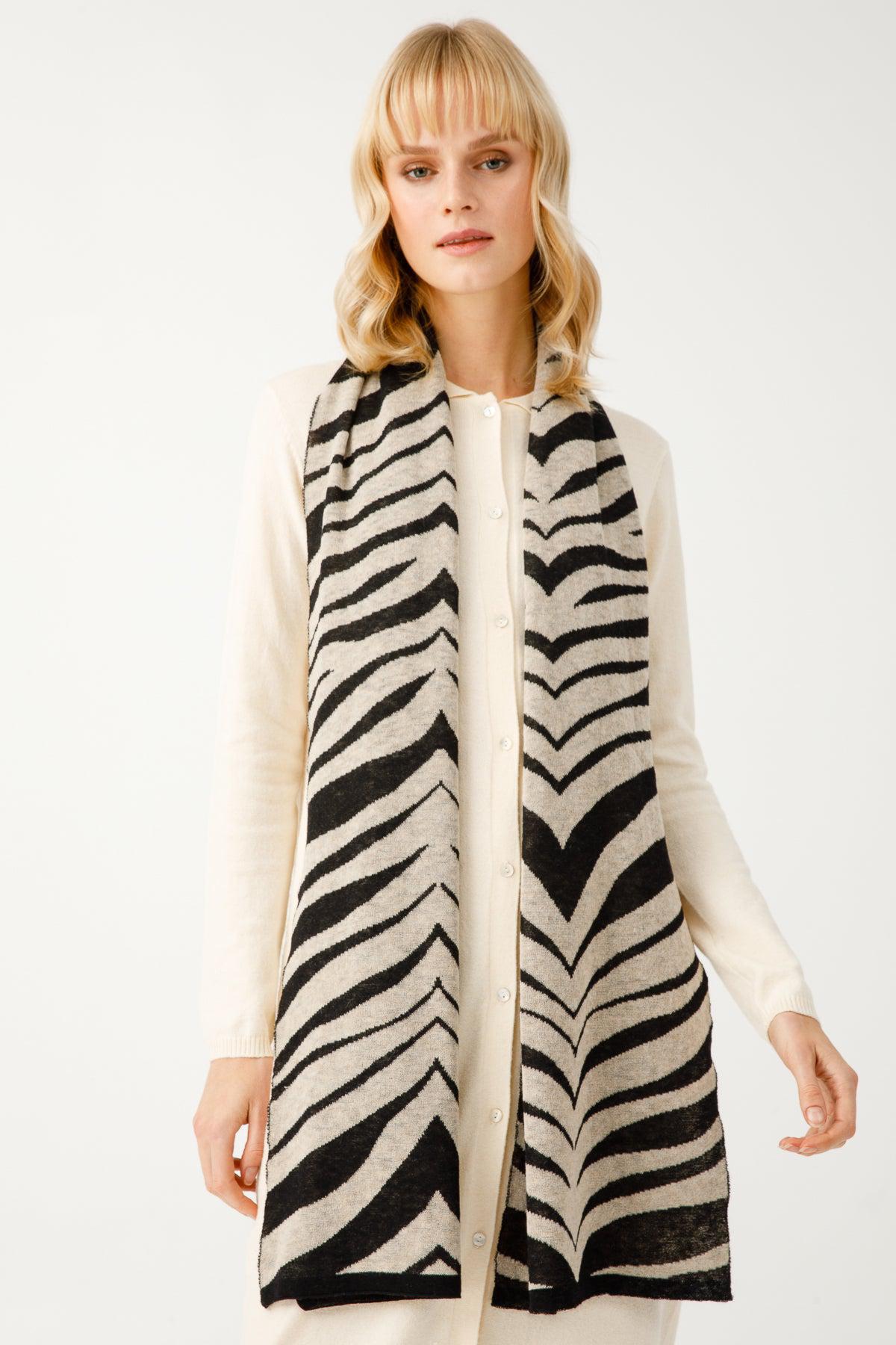 TIJGER SJAAL ZWART-BEIGE