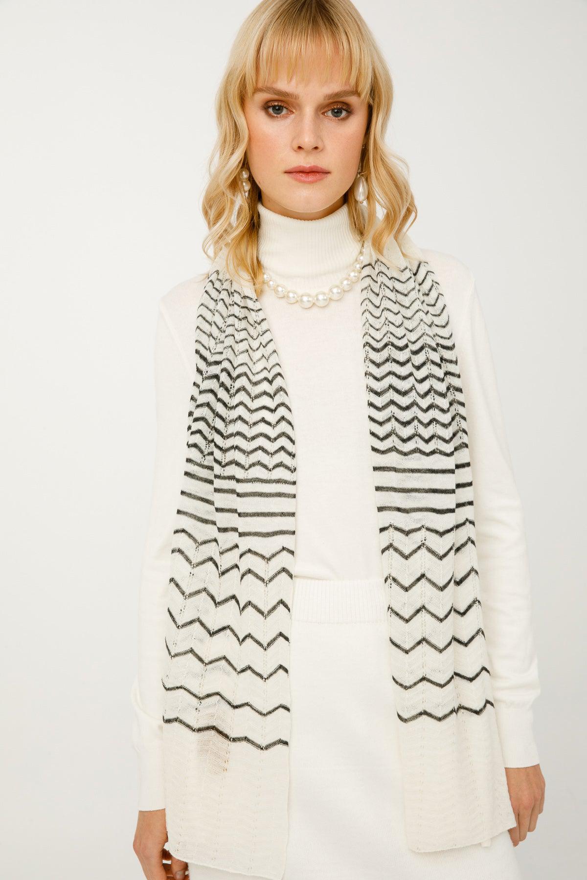 CYBELE SHAWL ECRU-TAUPE-ZWART
