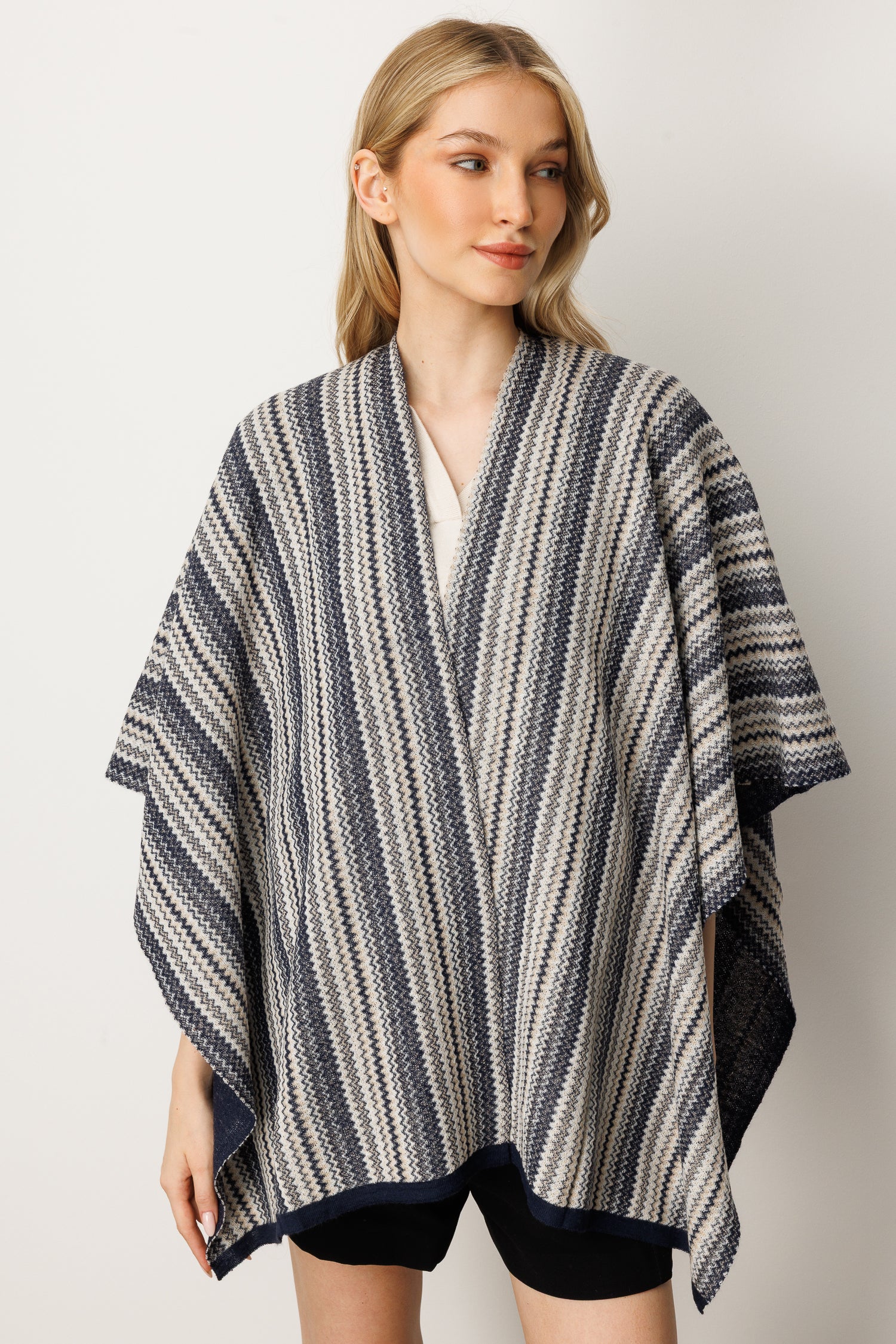 AMSTERDAM STOLE ECRU-BEIGE-NAVY