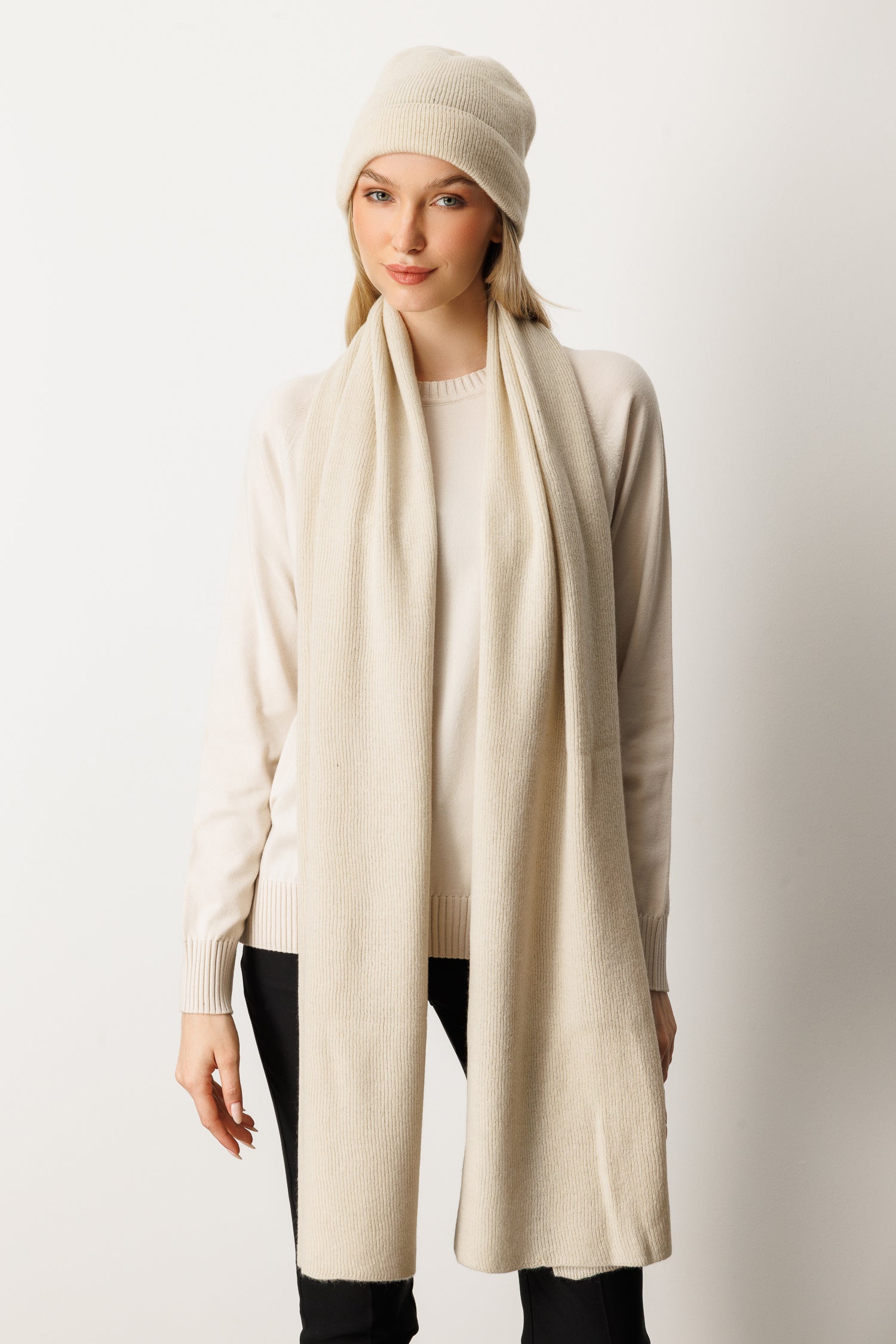 SCARF-HAT CASHMERE SET STONE