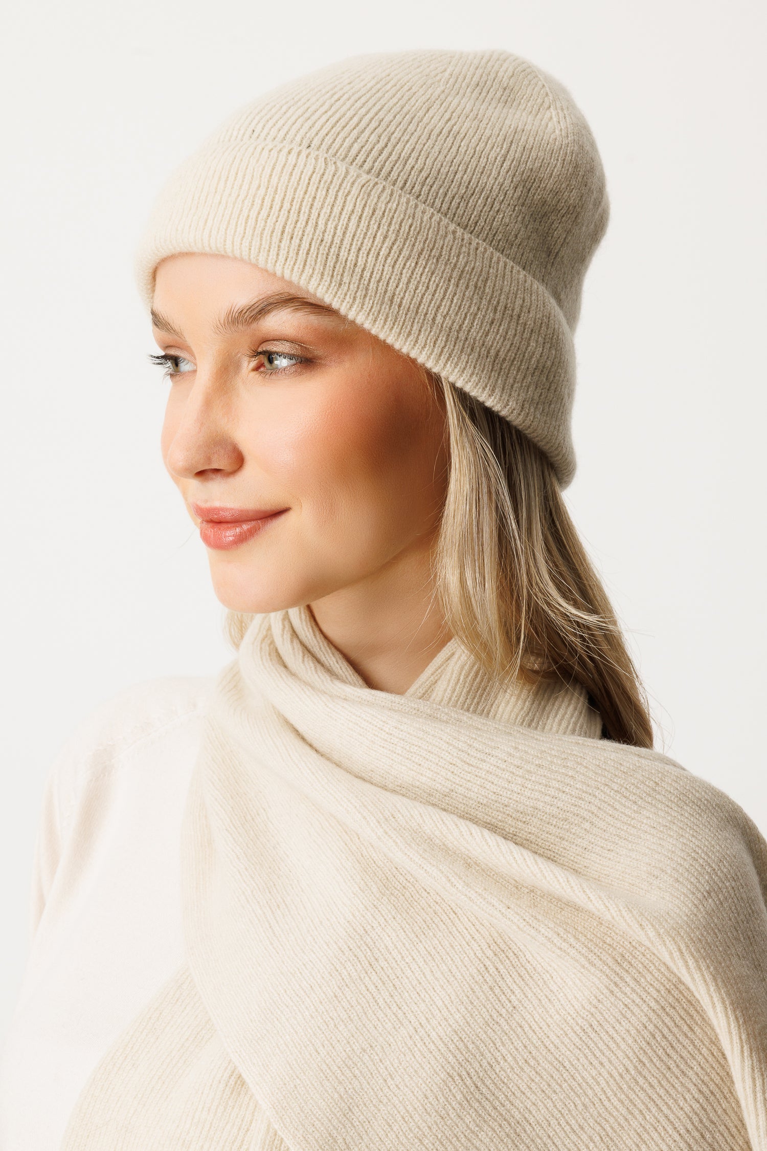 SCARF-HAT CASHMERE SET STONE