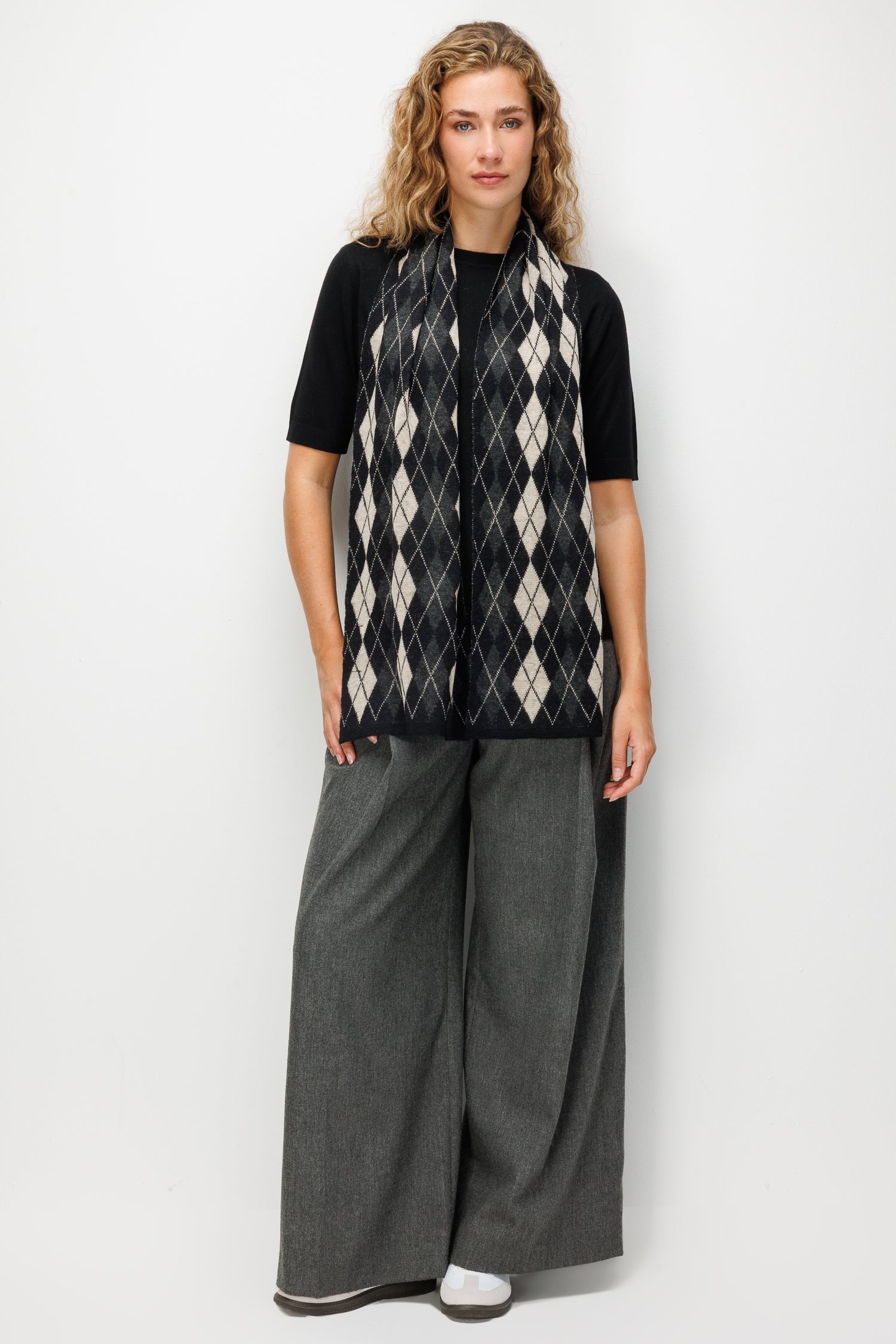 ARGYLE SHAWL ECRU-BEIGE