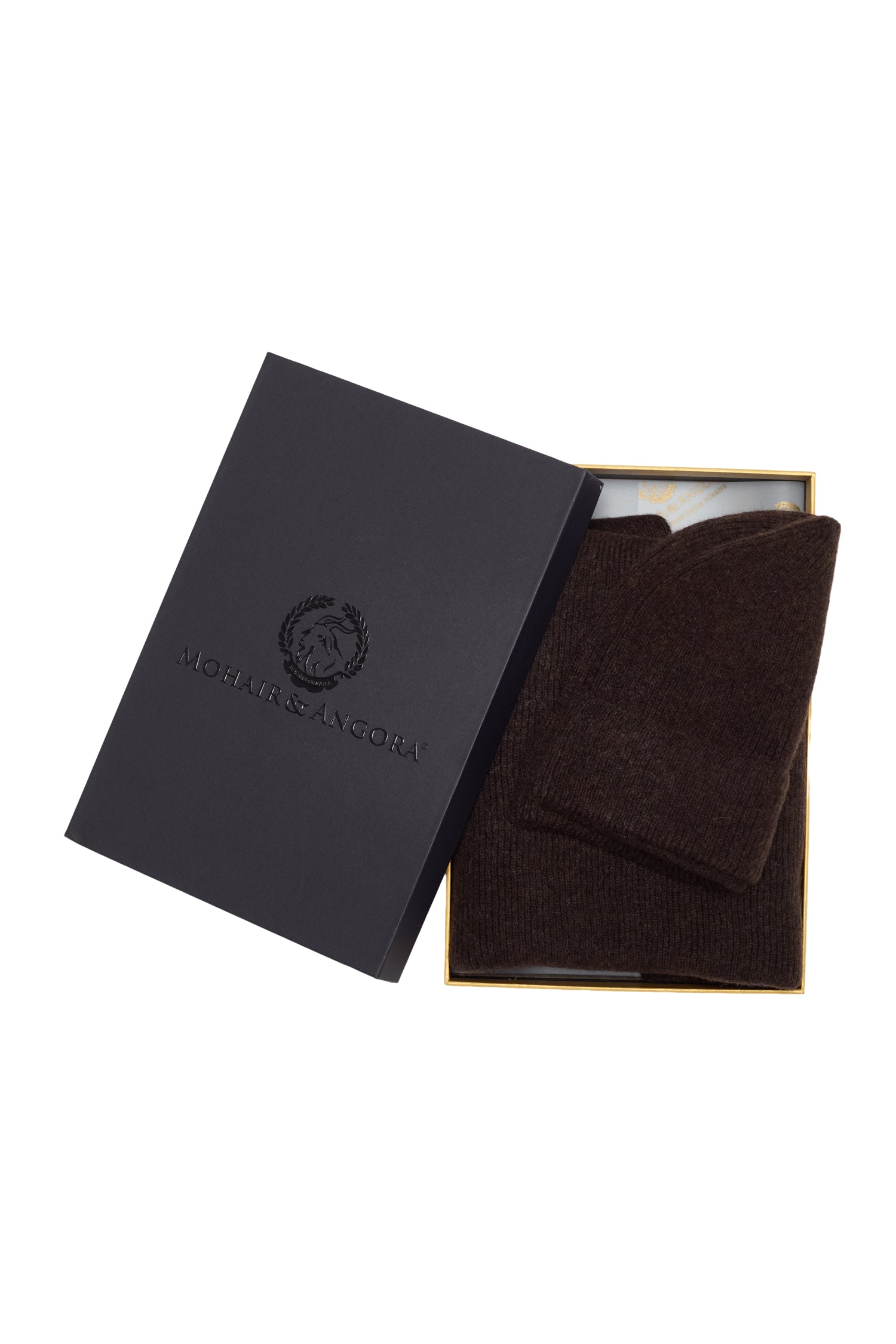 ARTEMIS BEANIE & SCARF WOOL SET BROWN-ECRU