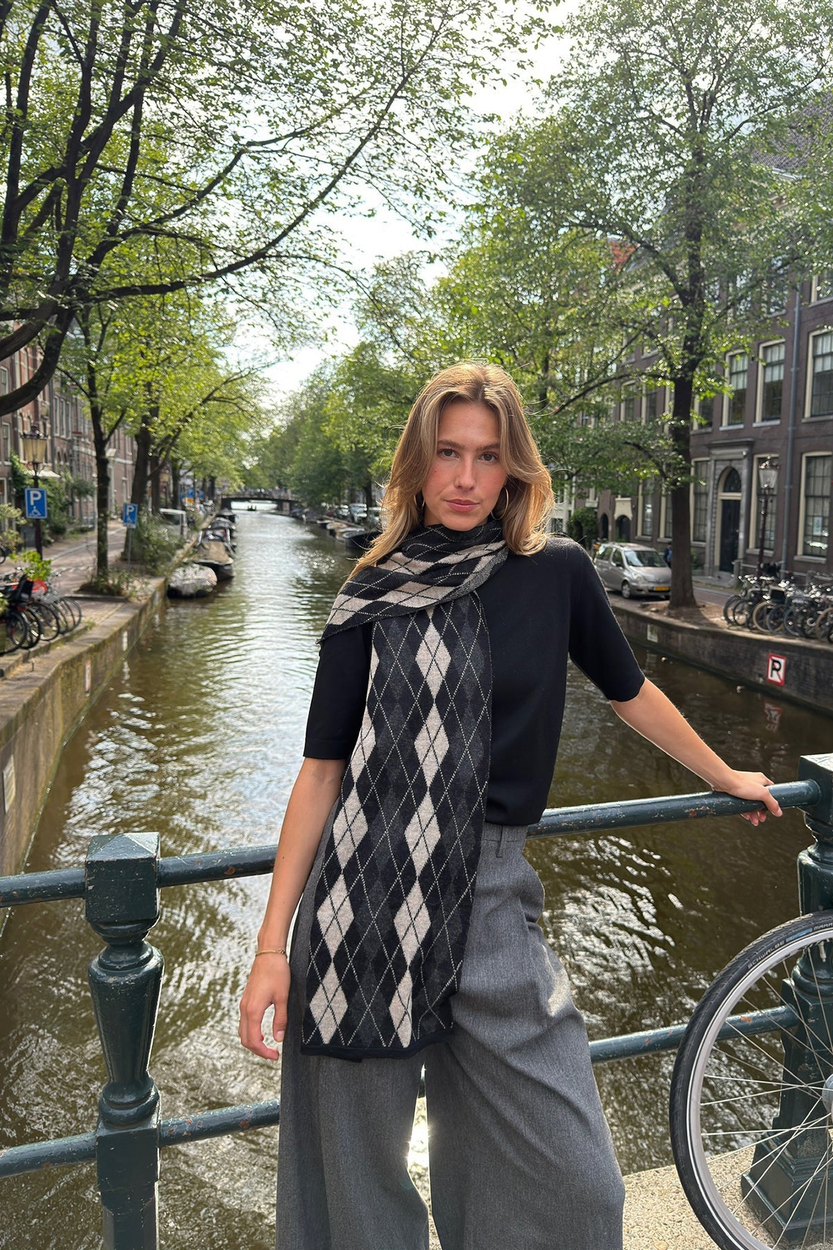 ARGYLE SHAWL ECRU-BEIGE