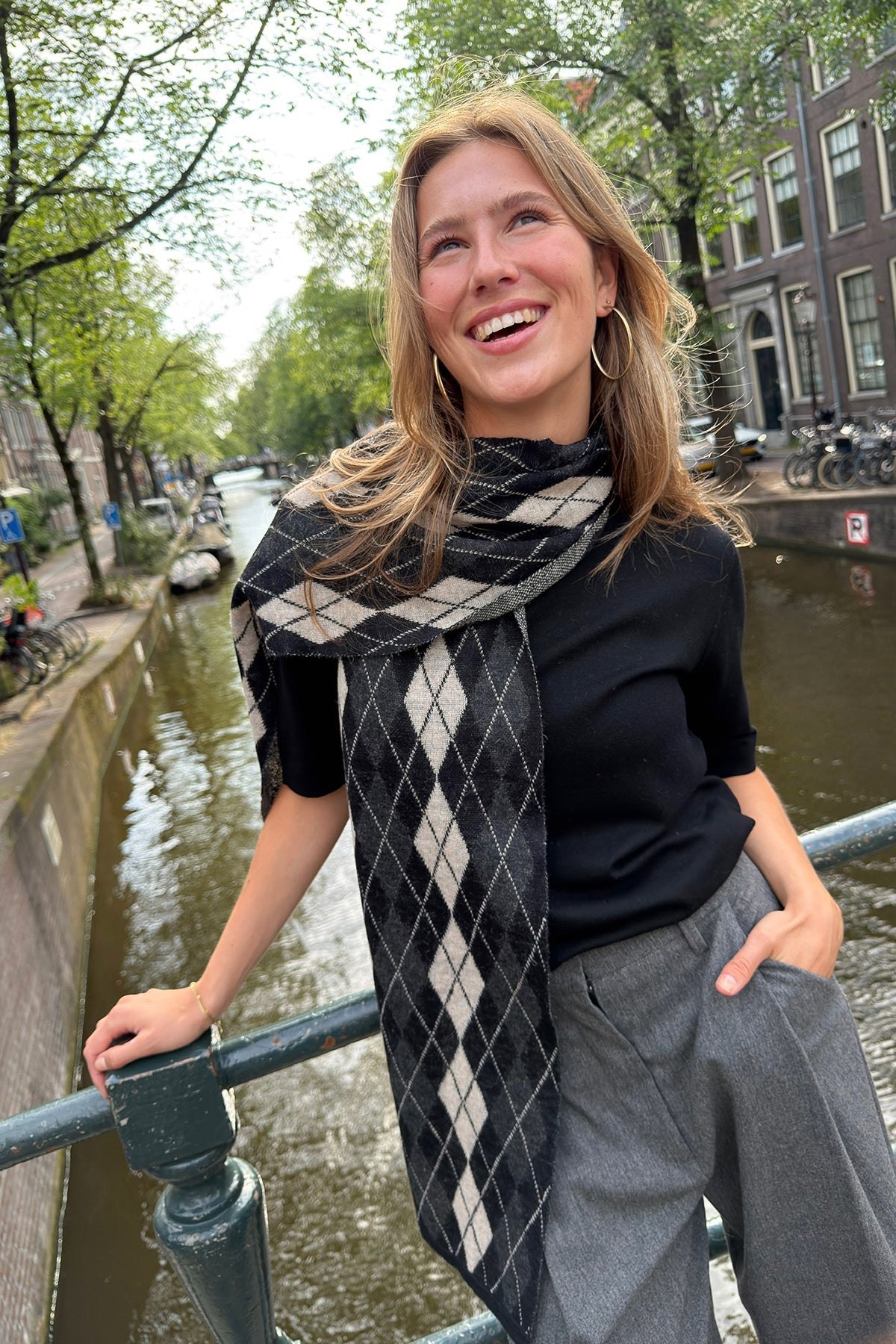 ARGYLE SHAWL ECRU-BEIGE