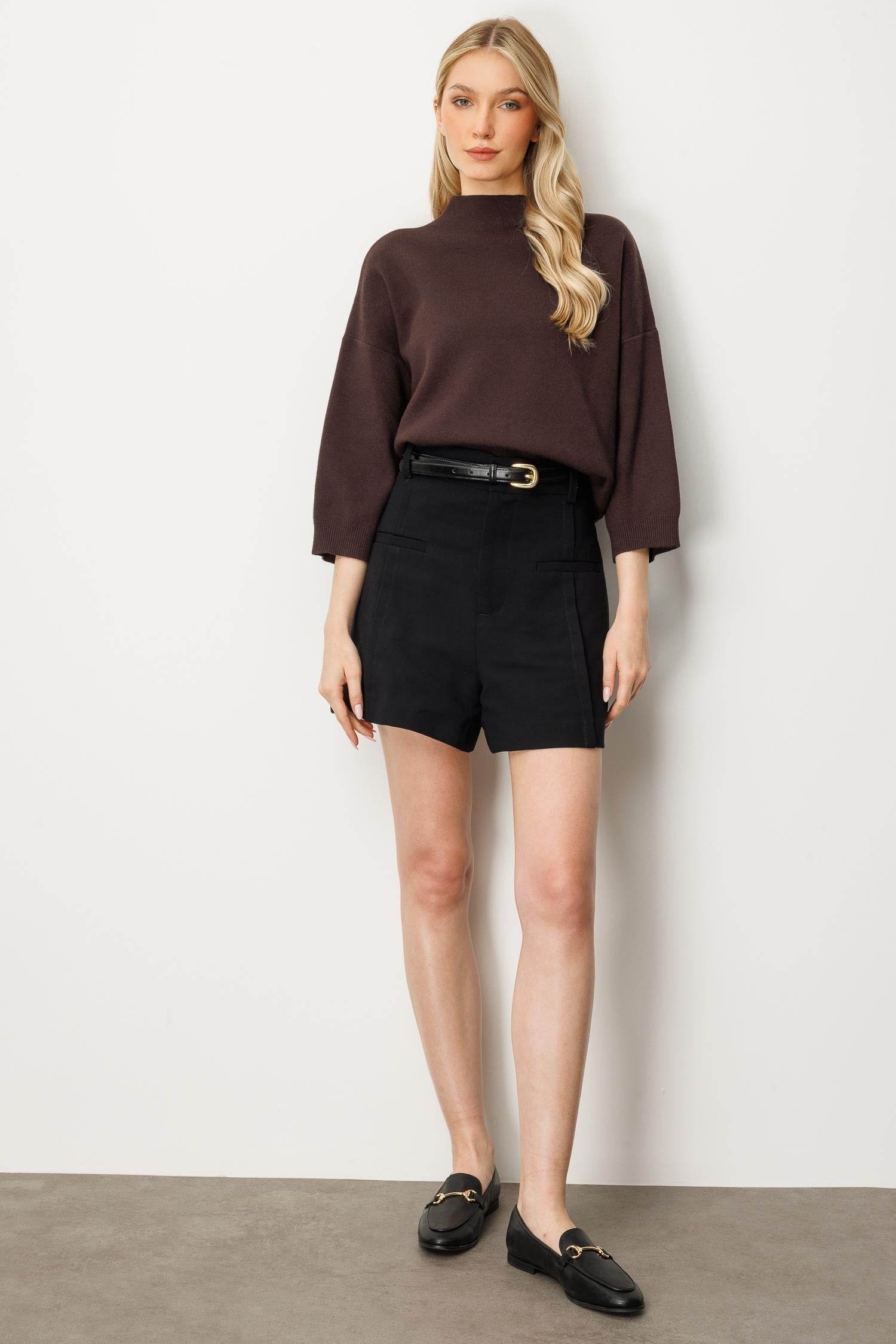 Striped Blouse with Capri Sleeves - Vino