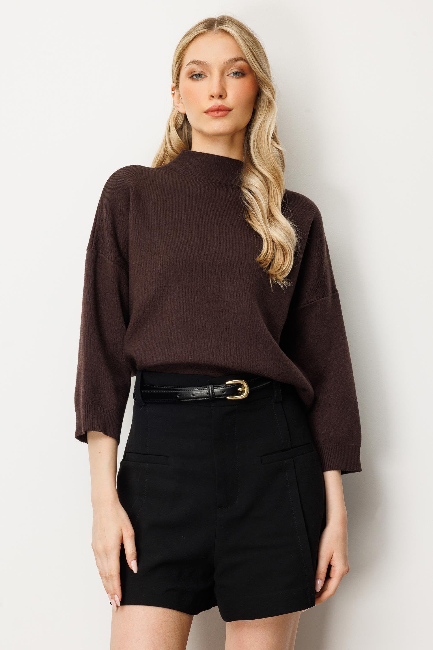 Striped Blouse with Capri Sleeves - Vino