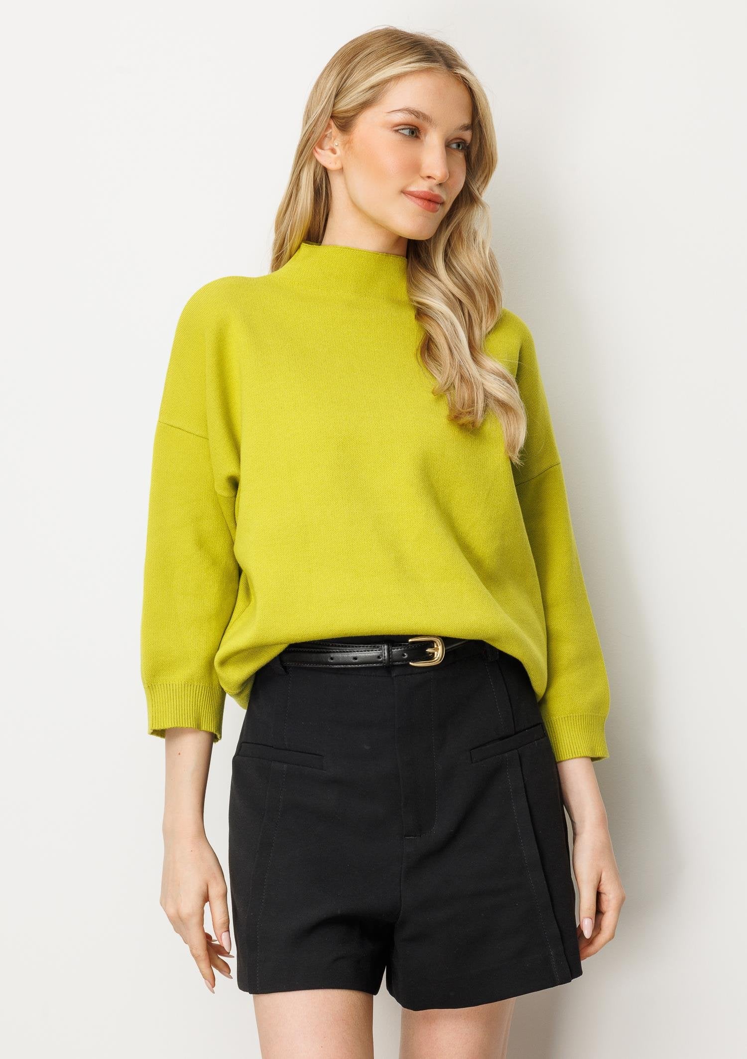 Striped Blouse with Capri Sleeves - Green