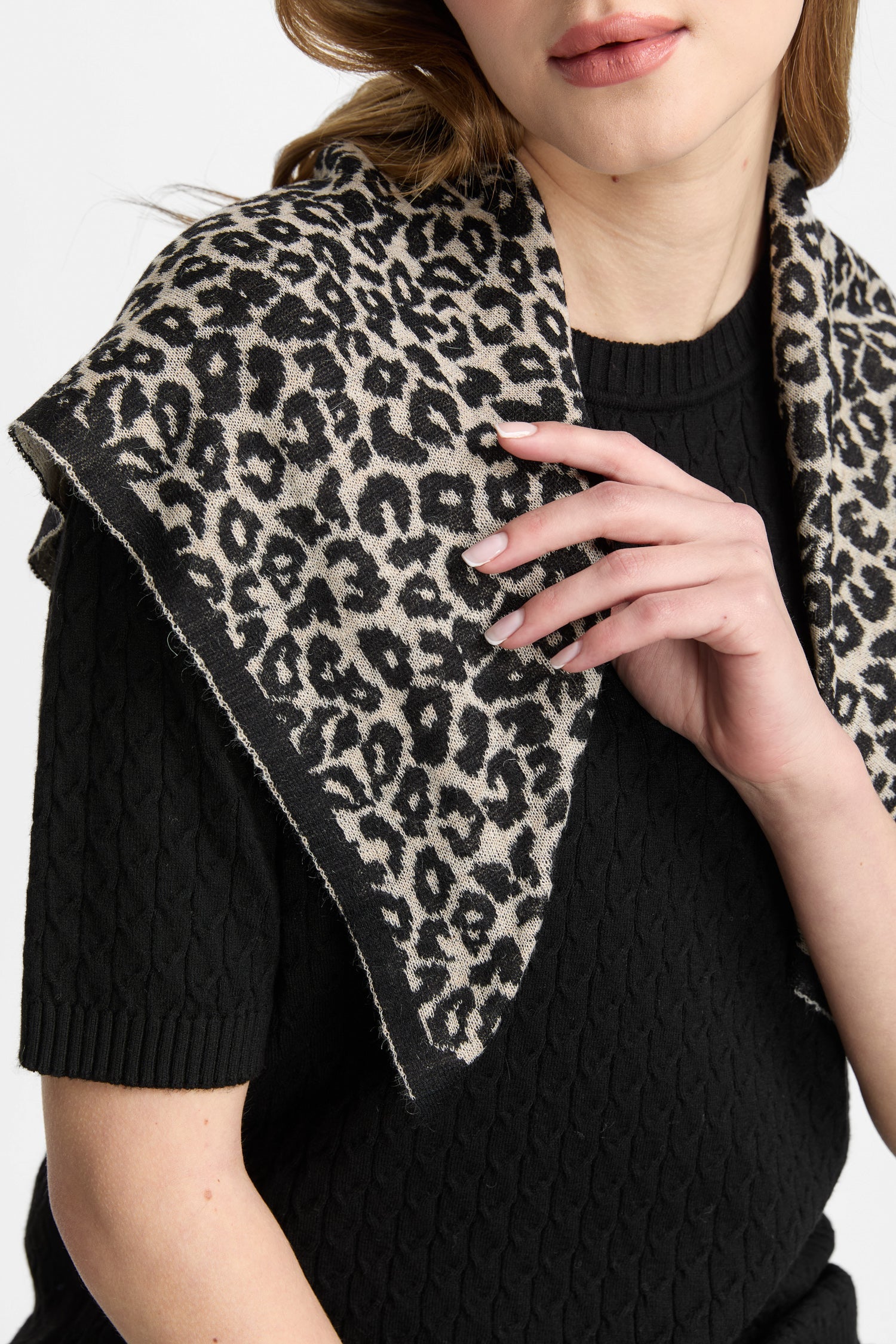 LEOPARD FOULARD BLACK-BEIGE