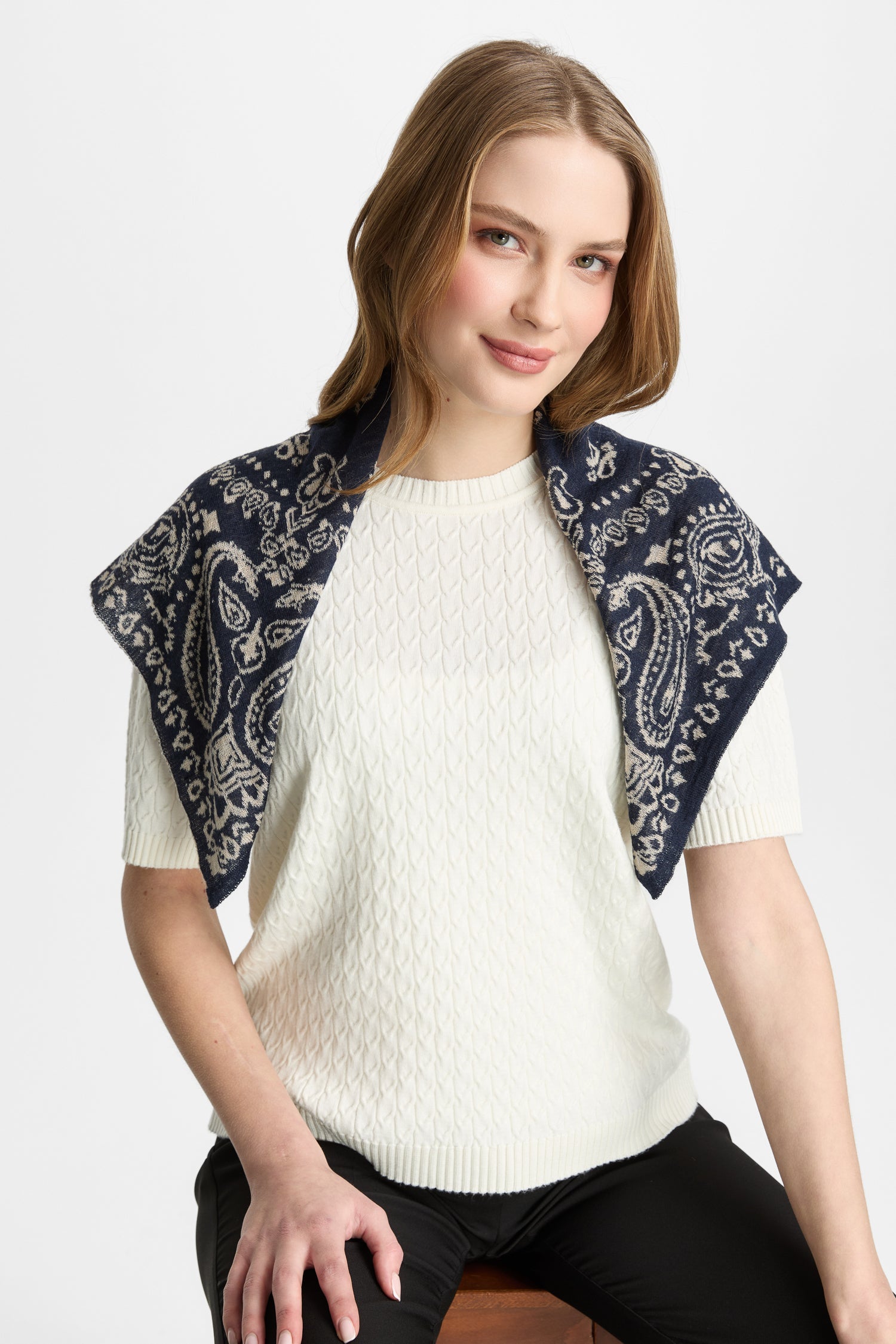 PERA FOULARD NAVY-BEIGE