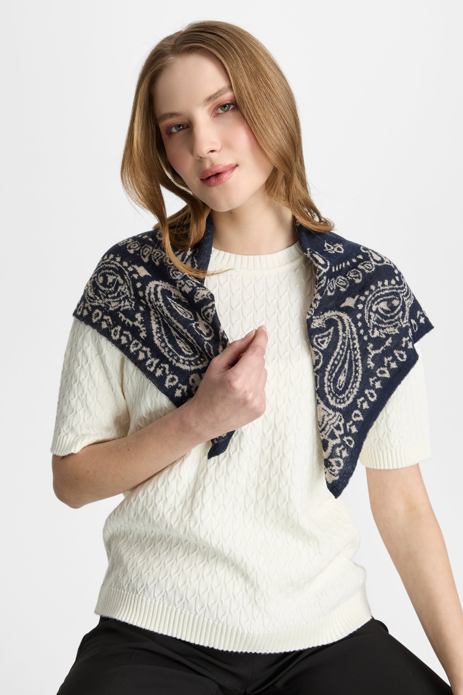 PERA FOULARD NAVY-BEIGE